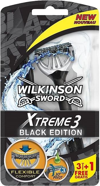 Aanbiedingen 4stuks Wilkinson Sword Xtreme3 Black Edition - Geldig van 22/01/2022 tot 24/02/2022 bij Drogisterij.net