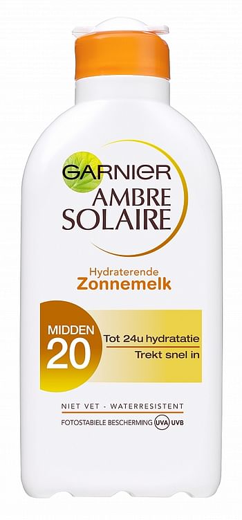 Aanbiedingen Garnier Ambre Solaire Zonnebrand Melk Factorspf20 - Geldig van 23/01/2022 tot 24/02/2022 bij Drogisterij.net