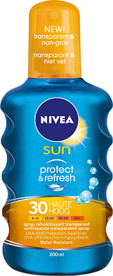 Aanbiedingen Nivea Sun Protect en Refresh Pompspray Factorspf30 - Geldig van 23/01/2022 tot 24/02/2022 bij Drogisterij.net