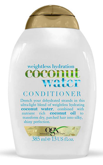 Aanbiedingen Organix Weightless Hydration Coconut Water Conditioner 385ml - Geldig van 23/01/2022 tot 24/02/2022 bij Drogisterij.net