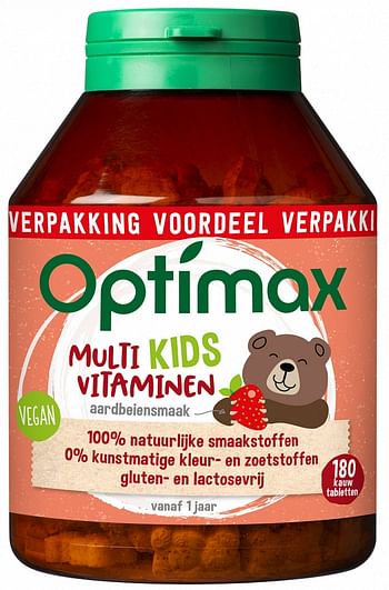 Aanbiedingen Optimax Kinder Multivitamine Kauwtabletten Aardbei - Geldig van 23/01/2022 tot 14/02/2022 bij Drogisterij.net