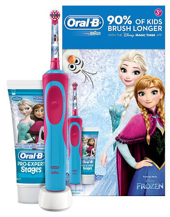 Aanbiedingen Oral B Stages Power Elektrische Tandenborstel Disney Frozen Tandpasta 75ml Set - Geldig van 23/01/2022 tot 24/02/2022 bij Drogisterij.net