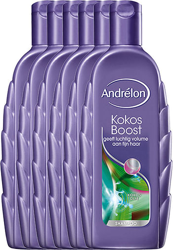 Aanbiedingen Andrelon Shampoo Kokos Boost Voordeelverpakking 6x300ml - Geldig van 07/01/2022 tot 21/01/2022 bij Drogisterij.net