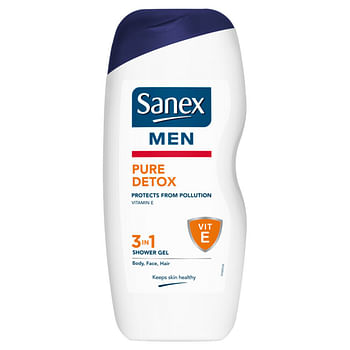 Aanbiedingen Sanex Men Pure Detox Showergel 3 In 1 250ml - Geldig van 09/01/2022 tot 21/01/2022 bij Drogisterij.net
