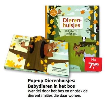 Aanbiedingen Pop-up dierenhuisjes: babydieren in het bos - Huismerk - Boekenvoordeel - Geldig van 01/10/2022 tot 09/10/2022 bij Boekenvoordeel
