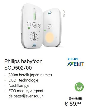 Aanbiedingen Philips babyfoon scd502-00 - Philips - Geldig van 01/10/2022 tot 31/10/2022 bij Multi Bazar