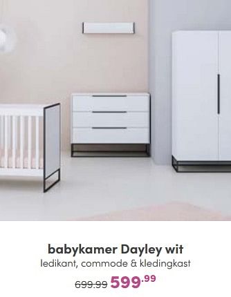 Aanbiedingen Babykamer dayley wit - Huismerk - Baby &amp; Tiener Megastore - Geldig van 02/10/2022 tot 08/10/2022 bij Baby & Tiener Megastore