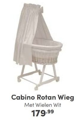 Aanbiedingen Cabino rotan wieg met wielen wit - Cabino - Geldig van 02/10/2022 tot 08/10/2022 bij Baby & Tiener Megastore