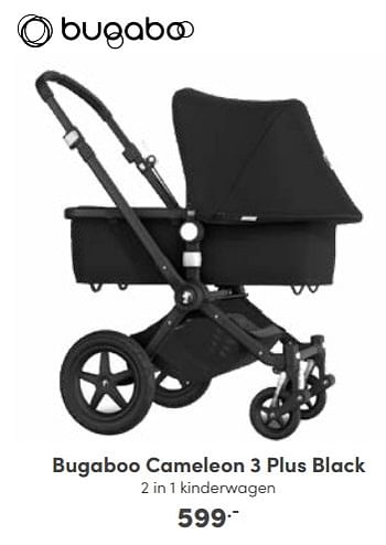 Aanbiedingen Bugaboo cameleon 3 plus black 2 in 1 kinderwagen - Bugaboo - Geldig van 02/10/2022 tot 08/10/2022 bij Baby & Tiener Megastore