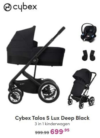 Aanbiedingen Cybex talos s lux deep black 3 in 1 kinderwagen - Cybex - Geldig van 02/10/2022 tot 08/10/2022 bij Baby & Tiener Megastore