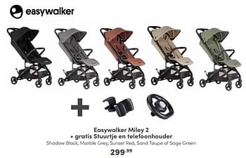 Aanbiedingen Easywalker miley 2 + gratis stuurtje en telefoonhouder - Easywalker - Geldig van 02/10/2022 tot 08/10/2022 bij Baby & Tiener Megastore