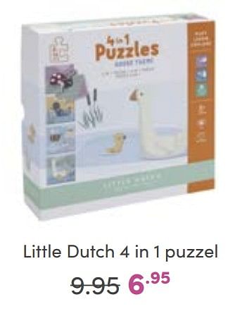 Aanbiedingen Little dutch 4 in 1 puzzel - Little Dutch - Geldig van 02/10/2022 tot 08/10/2022 bij Baby & Tiener Megastore