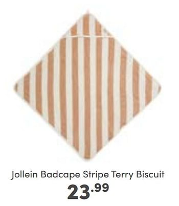 Aanbiedingen Jollein badcape stripe terry biscuit - Jollein - Geldig van 02/10/2022 tot 08/10/2022 bij Baby & Tiener Megastore