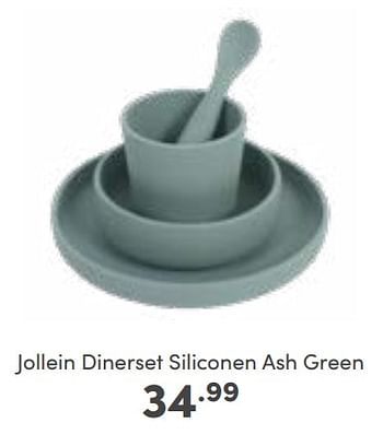 Aanbiedingen Jollein dinerset siliconen ash green - Jollein - Geldig van 02/10/2022 tot 08/10/2022 bij Baby & Tiener Megastore