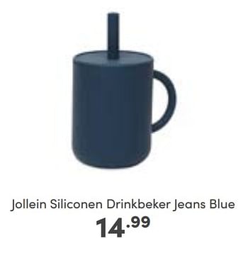 Aanbiedingen Jollein siliconen drinkbeker jeans blue - Jollein - Geldig van 02/10/2022 tot 08/10/2022 bij Baby & Tiener Megastore