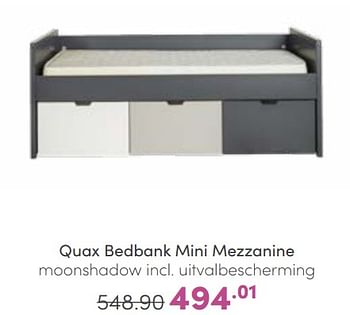 Aanbiedingen Quax bedbank mini mezzanine moonshadow incl uitvalbescherming - Quax - Geldig van 02/10/2022 tot 08/10/2022 bij Baby & Tiener Megastore