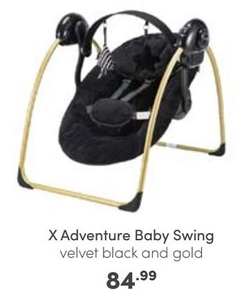Aanbiedingen X adventure baby swing velvet black and gold - Xadventure - Geldig van 02/10/2022 tot 08/10/2022 bij Baby & Tiener Megastore