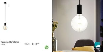 Aanbiedingen Pozueta hanglamp 1 lamp - Eglo - Geldig van 01/10/2022 tot 30/11/2022 bij Multi Bazar