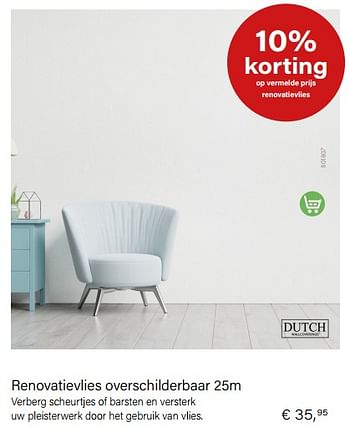Aanbiedingen Renovatievlies overschilderbaar - Dutch Wallcoverings - Geldig van 01/10/2022 tot 30/11/2022 bij Multi Bazar