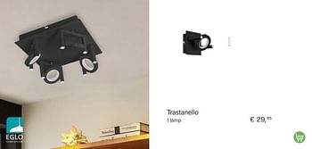 Aanbiedingen Trastanello 1 lamp - Eglo - Geldig van 01/10/2022 tot 30/11/2022 bij Multi Bazar