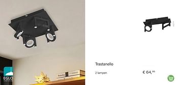 Aanbiedingen Trastanello 2 lampen - Eglo - Geldig van 01/10/2022 tot 30/11/2022 bij Multi Bazar
