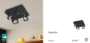 Aanbiedingen Trastanello 4 lampen - Eglo - Geldig van 01/10/2022 tot 30/11/2022 bij Multi Bazar