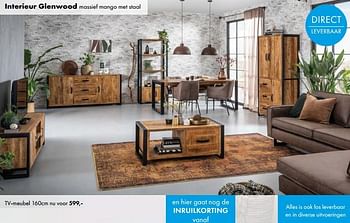 Aanbiedingen Interieur glenwood tv-meubel - Huismerk - Woon Square - Geldig van 03/10/2022 tot 08/10/2022 bij Woon Square