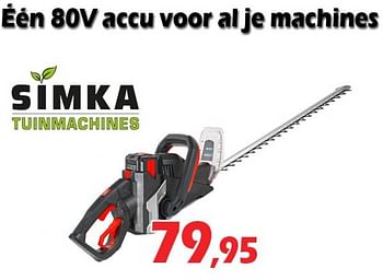 Aanbiedingen Simka tuinmachines één 80v accu voor al je machines - Simka Tuinmachines - Geldig van 29/09/2022 tot 23/10/2022 bij Itek