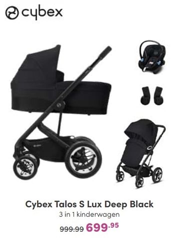 Aanbiedingen Cybex talos s lux deep black 3 in 1 kinderwagen - Cybex - Geldig van 09/10/2022 tot 18/10/2022 bij Baby & Tiener Megastore