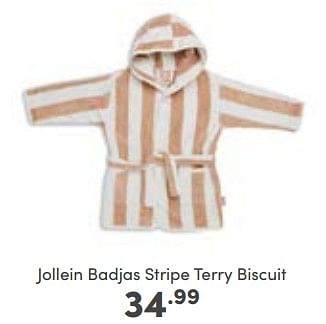 Aanbiedingen Jollein badjas stripe terry biscuit - Jollein - Geldig van 09/10/2022 tot 18/10/2022 bij Baby & Tiener Megastore