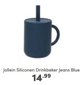 Aanbiedingen Jollein siliconen drinkbeker jeans blue - Jollein - Geldig van 09/10/2022 tot 18/10/2022 bij Baby & Tiener Megastore