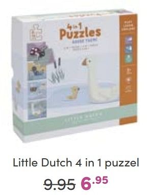 Aanbiedingen Little dutch 4 in 1 puzzel - Little Dutch - Geldig van 09/10/2022 tot 18/10/2022 bij Baby & Tiener Megastore