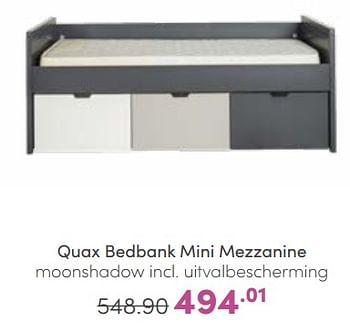 Aanbiedingen Quax bedbank mini mezzanine moonshadow incl uitvalbescherming - Quax - Geldig van 09/10/2022 tot 18/10/2022 bij Baby & Tiener Megastore