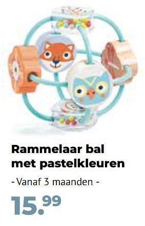Aanbiedingen Rammelaar bal met pastelkleuren - Djeco - Geldig van 10/10/2022 tot 06/12/2022 bij Multi Bazar