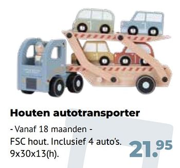 Aanbiedingen Houten autotransporter - Little Dutch - Geldig van 10/10/2022 tot 06/12/2022 bij Multi Bazar