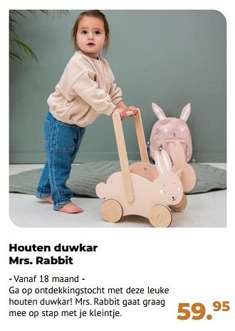 Aanbiedingen Houten duwkar mrs rabbit - Trixie - Geldig van 10/10/2022 tot 06/12/2022 bij Multi Bazar
