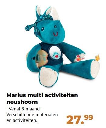 Aanbiedingen Marius multi activiteiten neushoorn - Lilliputiens - Geldig van 10/10/2022 tot 06/12/2022 bij Multi Bazar