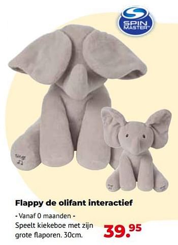 Aanbiedingen Flappy de olifant interactief - Spin Master - Geldig van 10/10/2022 tot 06/12/2022 bij Multi Bazar