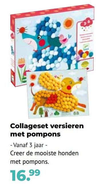 Aanbiedingen Collageset versieren met pompons - Djeco - Geldig van 10/10/2022 tot 06/12/2022 bij Multi Bazar