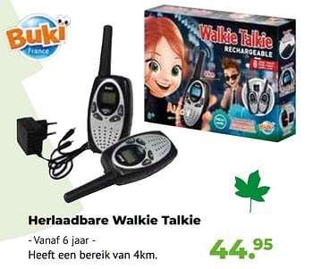 Aanbiedingen Herlaadbare walkie talkie - Buki - Geldig van 10/10/2022 tot 06/12/2022 bij Multi Bazar