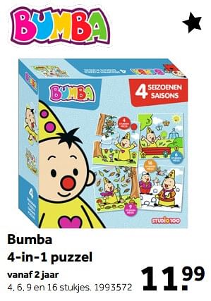 Aanbiedingen Bumba 4-in-1 puzzel - Studio 100 - Geldig van 01/10/2022 tot 05/12/2022 bij Intertoys