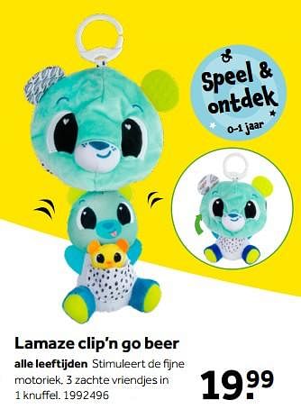 Aanbiedingen Lamaze clip’n go beer - Lamaze - Geldig van 01/10/2022 tot 05/12/2022 bij Intertoys