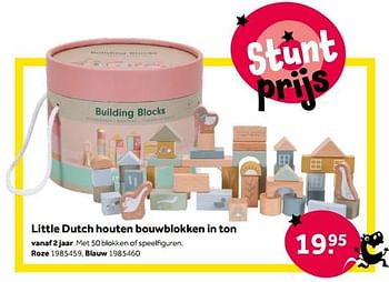 Aanbiedingen Little dutch houten bouwblokken in ton roze - Little Dutch - Geldig van 01/10/2022 tot 05/12/2022 bij Intertoys