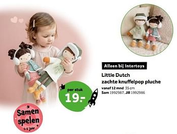 Aanbiedingen Little dutch zachte knuffelpop pluche sam - Little Dutch - Geldig van 01/10/2022 tot 05/12/2022 bij Intertoys