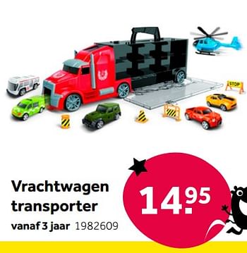 Aanbiedingen Vrachtwagen transporter - Huismerk - Intertoys - Geldig van 01/10/2022 tot 05/12/2022 bij Intertoys