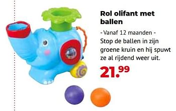 Aanbiedingen Rol olifant met ballen - Play-Go - Geldig van 10/10/2022 tot 06/12/2022 bij Multi Bazar