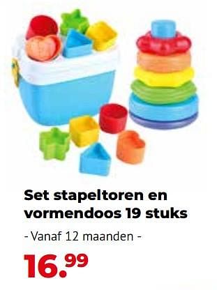 Aanbiedingen Set stapeltoren en vormendoos 19 stuks - Play-Go - Geldig van 10/10/2022 tot 06/12/2022 bij Multi Bazar