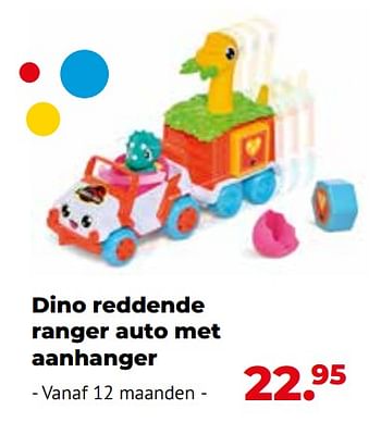 Aanbiedingen Dino reddende ranger auto met aanhanger - Tomy - Geldig van 10/10/2022 tot 06/12/2022 bij Multi Bazar