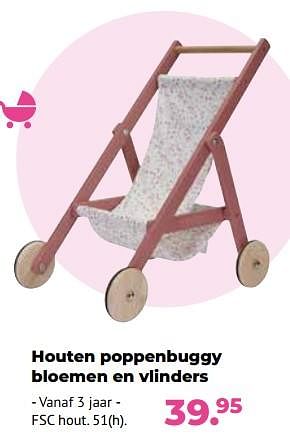 Aanbiedingen Houten poppenbuggy bloemen en vlinders - Little Dutch - Geldig van 10/10/2022 tot 06/12/2022 bij Multi Bazar