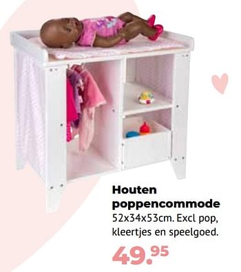 Aanbiedingen Houten poppencommode - Huismerk - Multi Bazar - Geldig van 10/10/2022 tot 06/12/2022 bij Multi Bazar